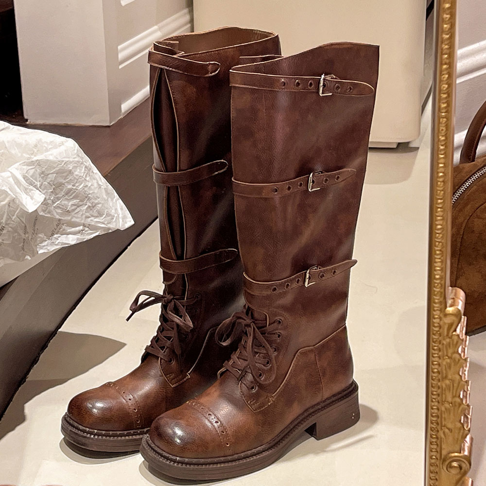 Street Fashion Designer - Women's Knee High Boots Vintage Belt