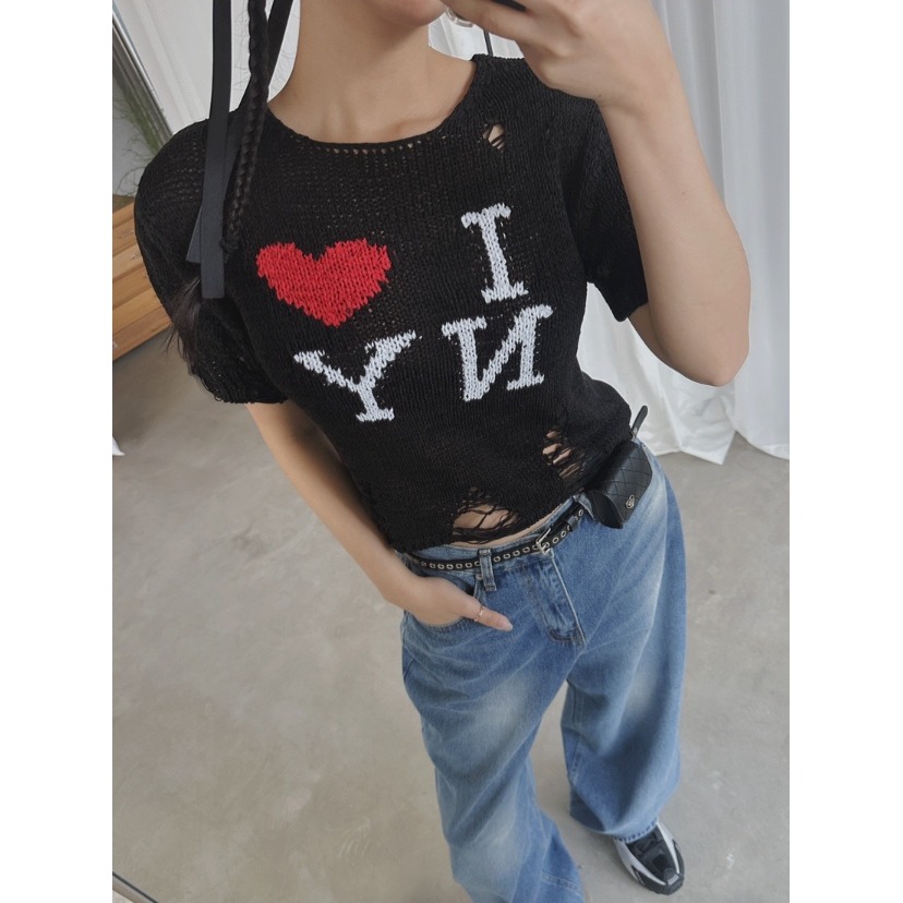 Street Fashion Look - Retro Street Style Hollow out Knitwear