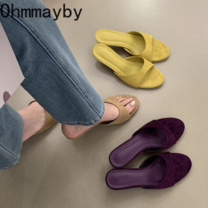 Street Fashion Dress - New Women Suede Slide Open Toe