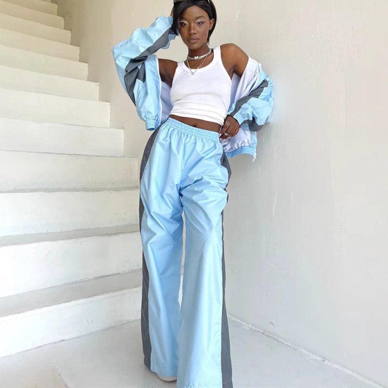 Street Fashion Jacket - Fashion Color-blocking 2 Pcs Sets Women