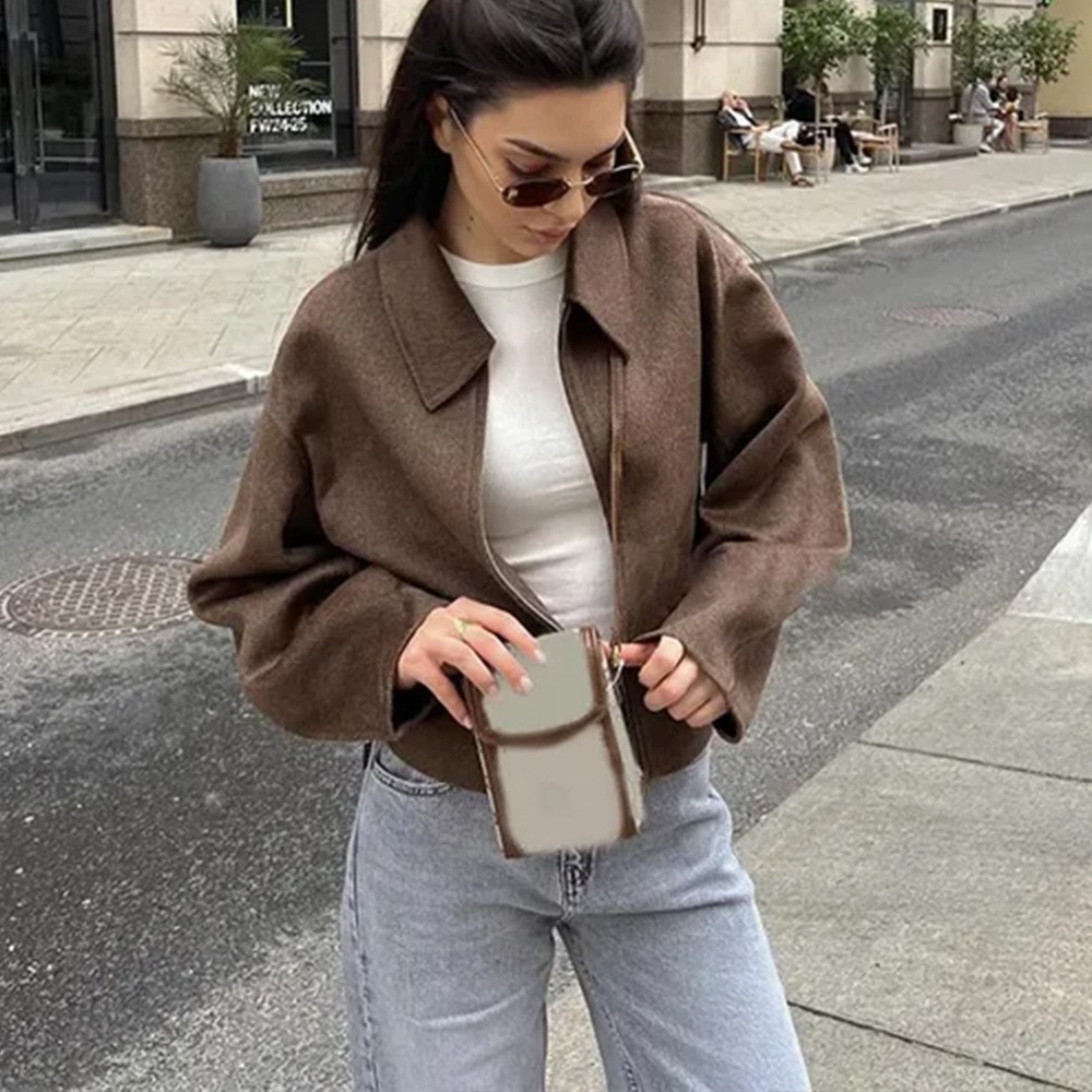 Street Fashion Shanghai - Vintage Solid Brown Turndown Collar Coats