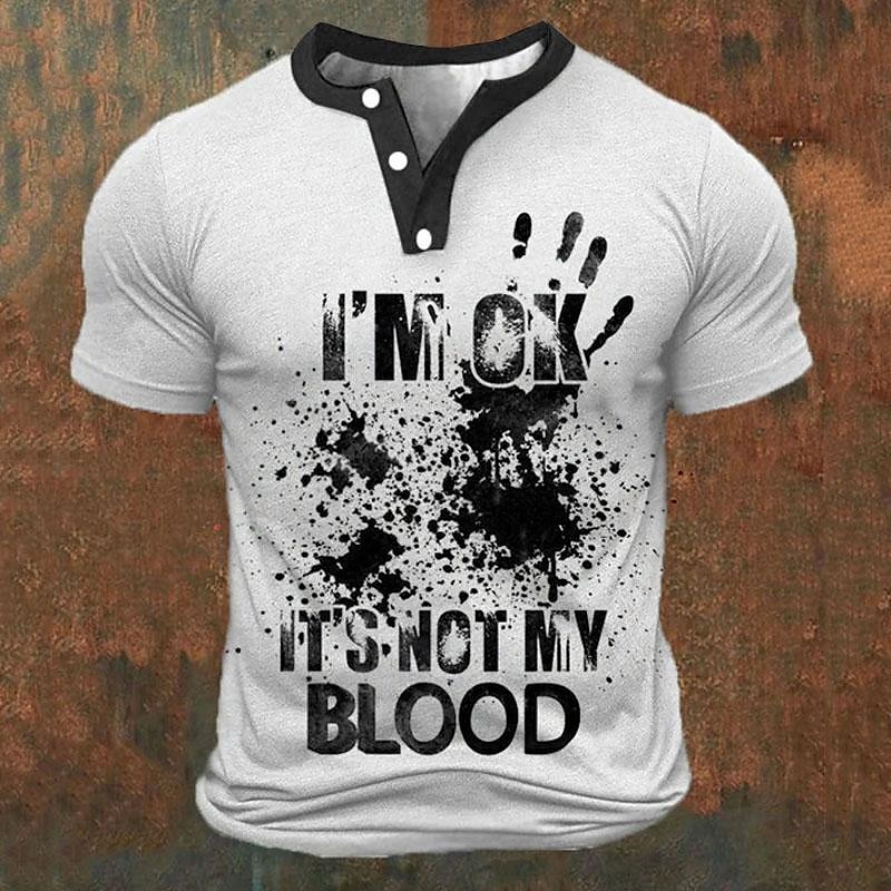 Street Fashion Clothing - Funny 3D Letter Print Men's Henley