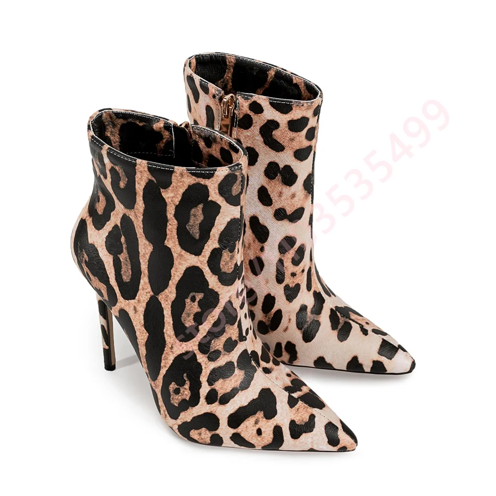 Street Fashion Fall 2025 - 2025 Women's Pointed-Toe Leopard Print Zipper