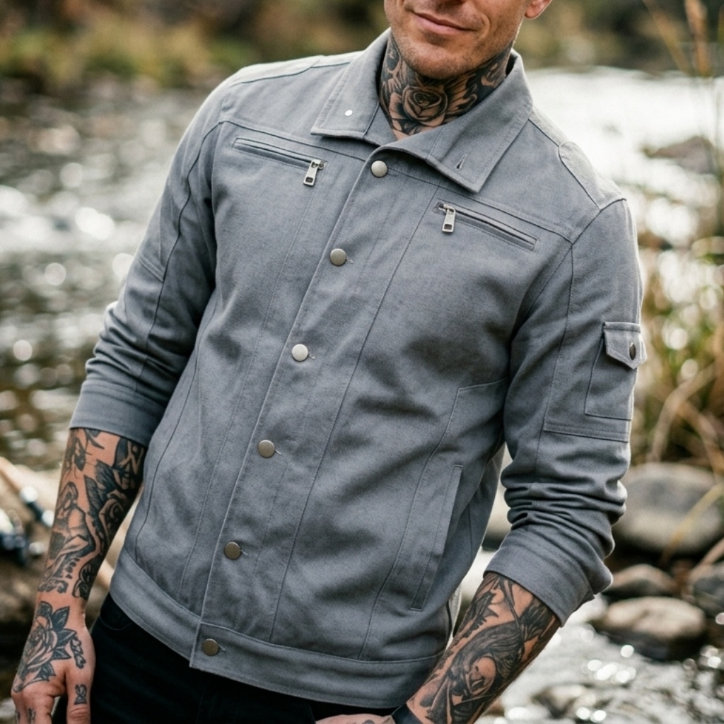 Biker Style Denim Jacket Men's - Street Fashion Jacket 评论和价格