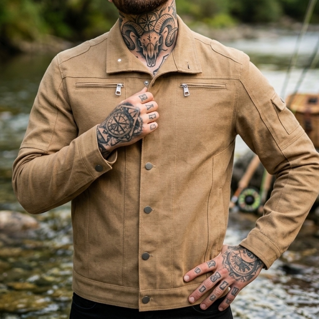 Biker Style Denim Jacket Men's - Street Fashion Jacket 评论和价格