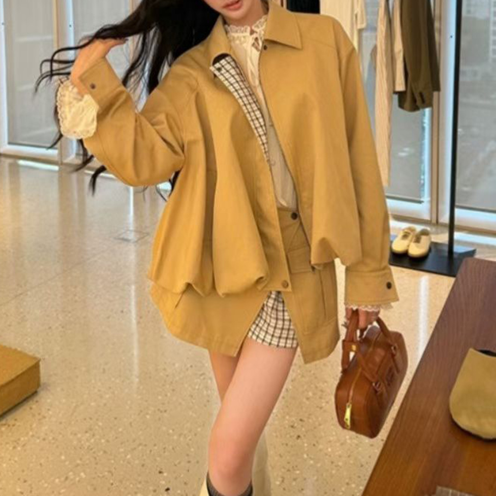 TWOTWINSTYLE Khakl Spliced Poc - Street Fashion Jacket 评论和价格