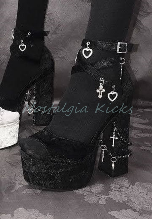 Gothic Black Velvet Platform H - Street Fashion Dress 评论和价格