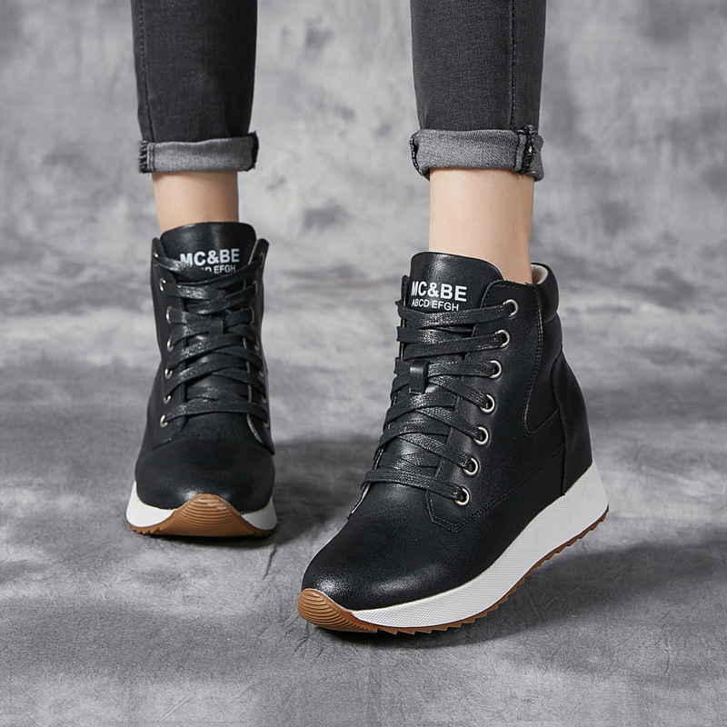 7CM Genuine Leather Women Ankl - Chunky Sneaker Platform 评论和价格