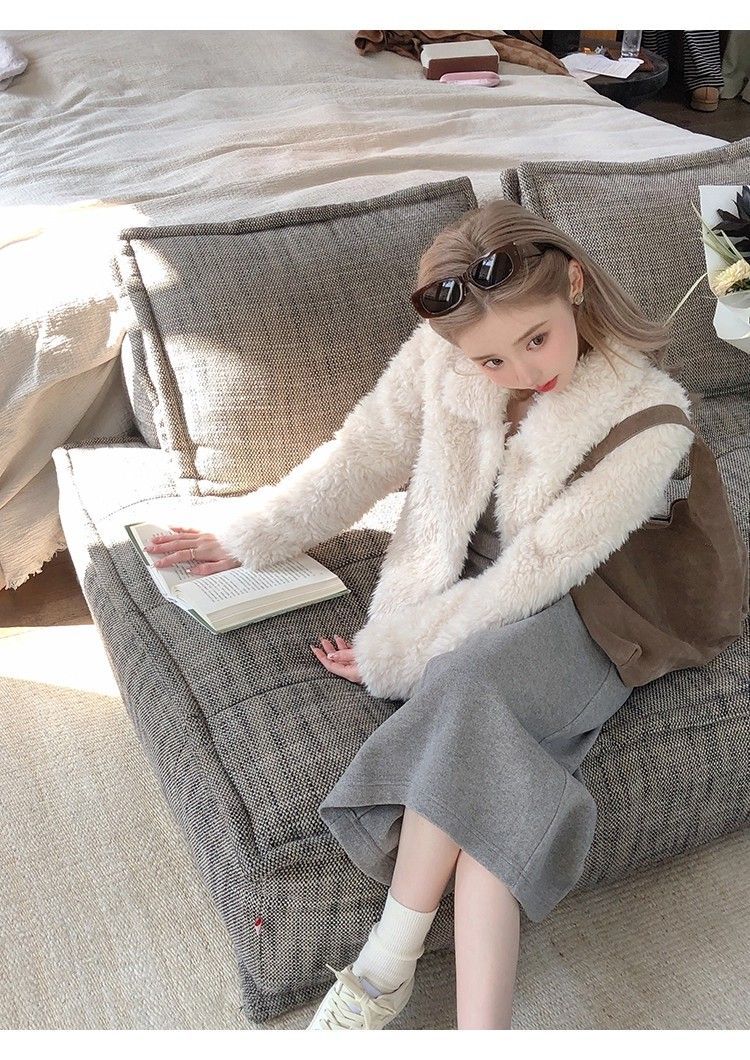 Lamb Wool Jacket For Woman Bik - Street Fashion Look 评论和价格