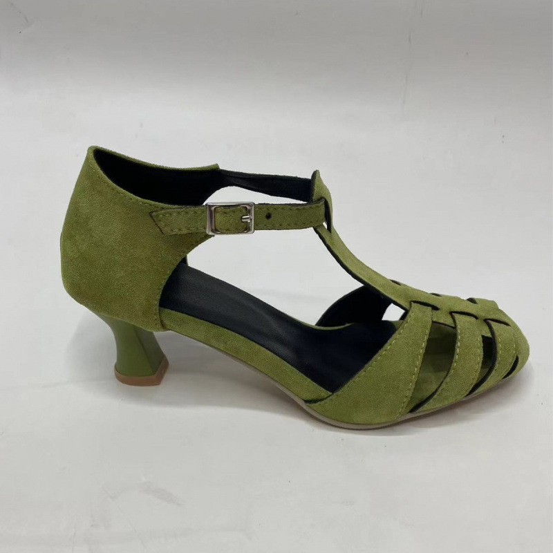 Women's Green Suede Kitten Hee - Street Fashion Dress 评论和价格