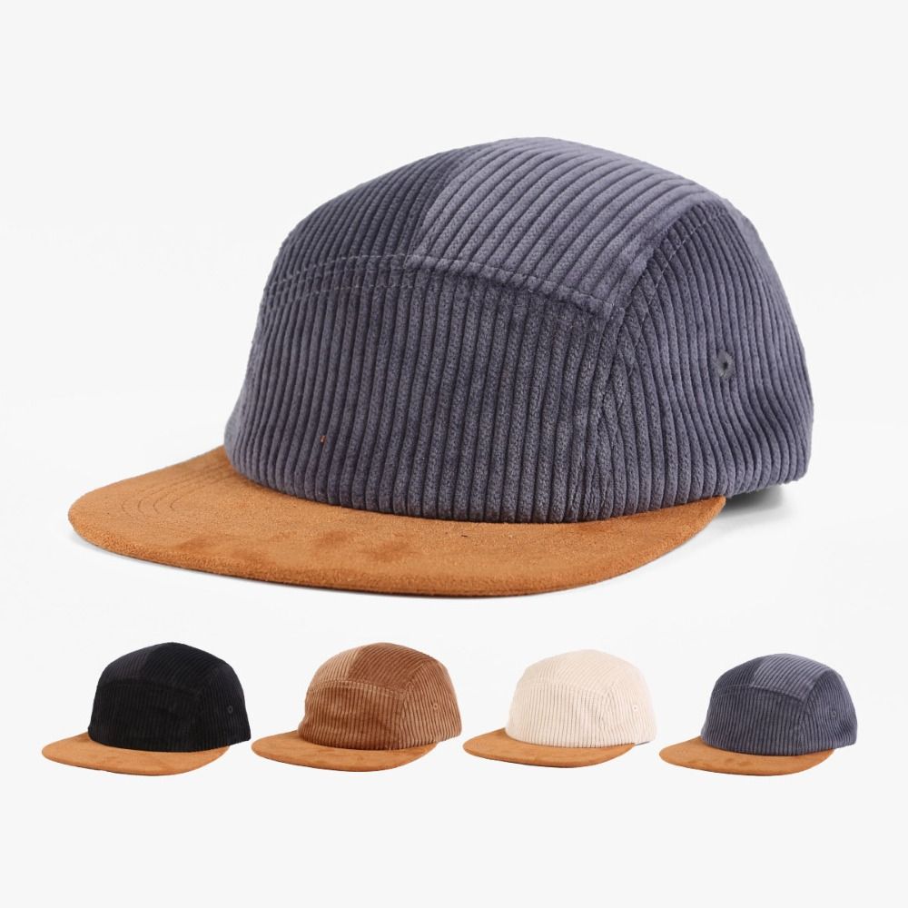 Versatile Retro Flat Brim Base - Corduroy Cap 5 Panel 评论和价格