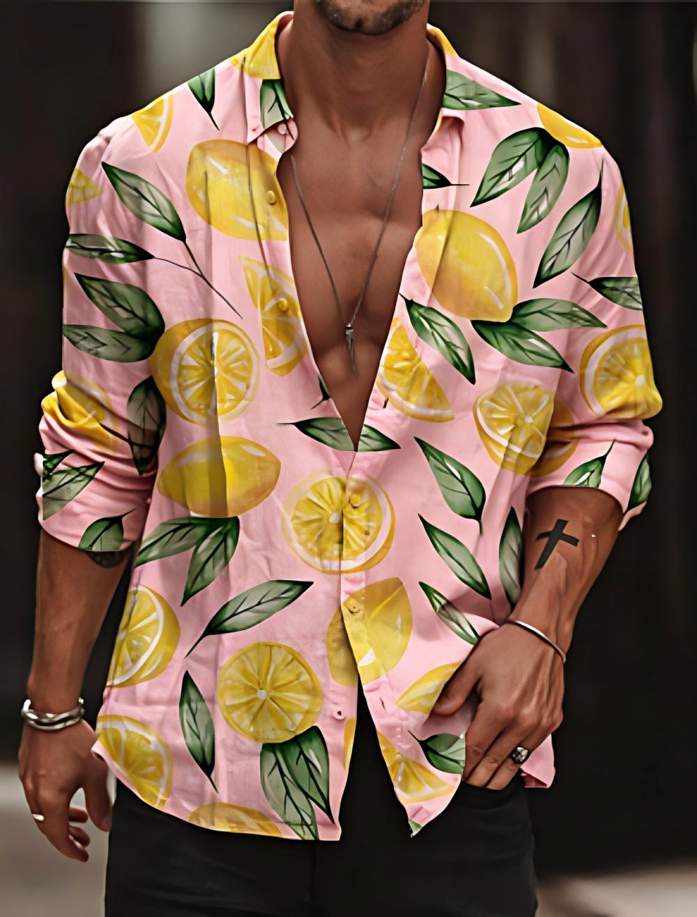 Men's Lemon Shirt Summer Hawai - Street Fashion Shanghai 评论和价格