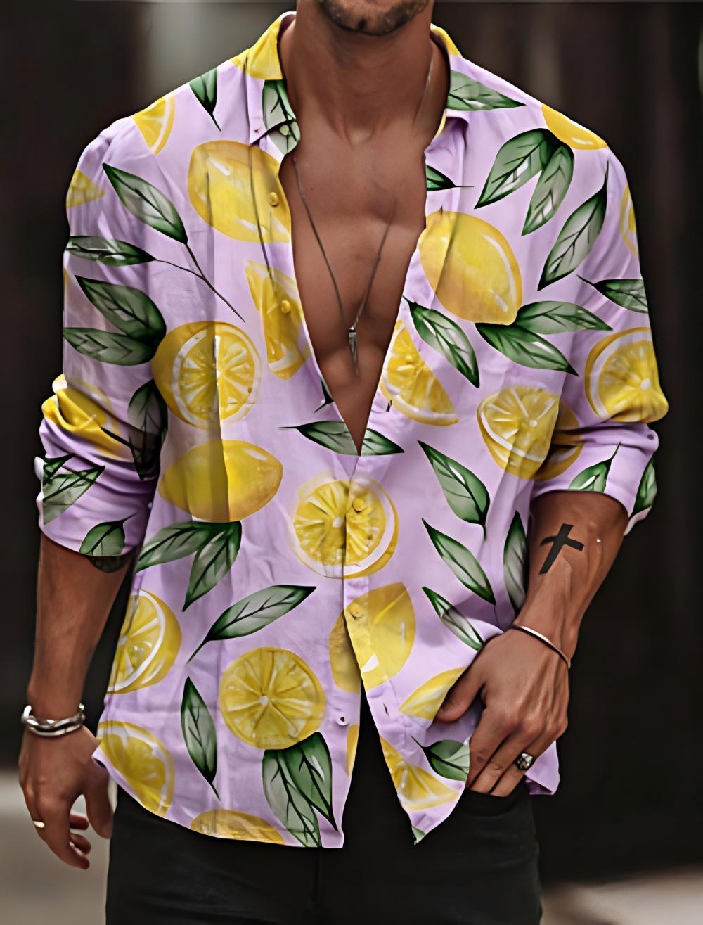 Men's Lemon Shirt Summer Hawai - Street Fashion Shanghai 评论和价格