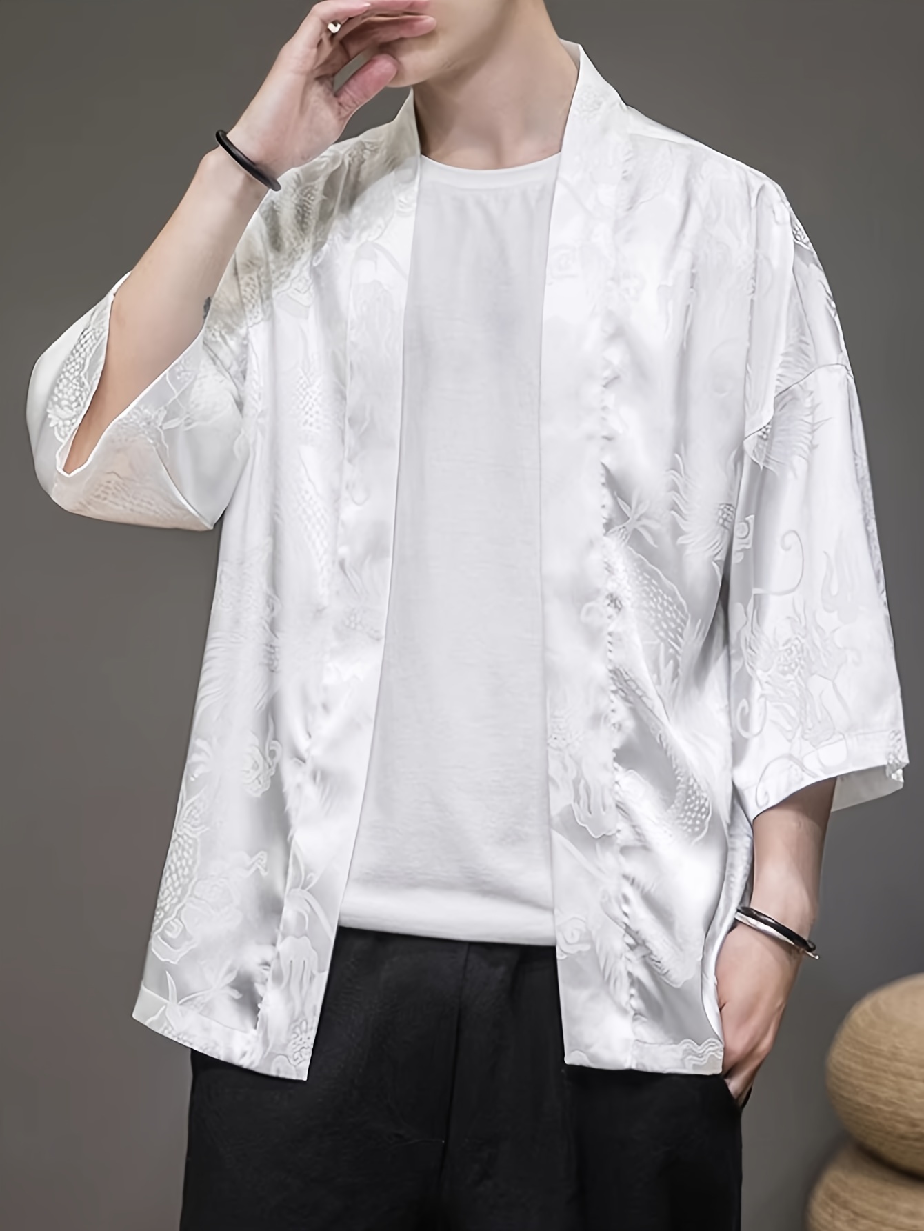 2026 Summer Men's Kimono 3D Pr - Street Fashion Designer 评论和价格
