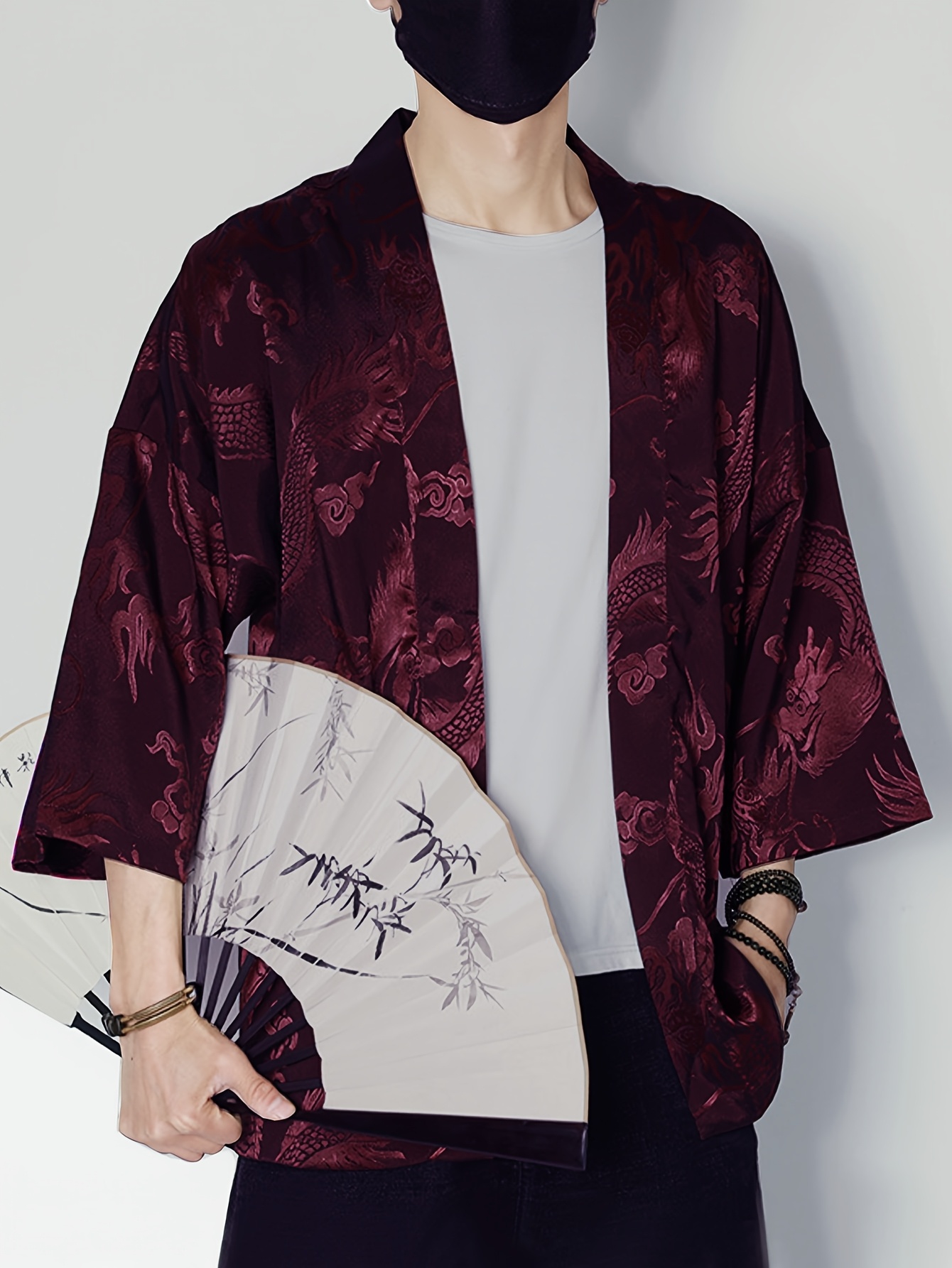 2026 Summer Men's Kimono 3D Pr - Street Fashion Designer 评论和价格