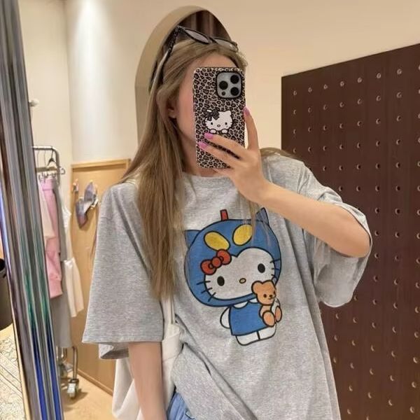 Short Sleeved Hello Kitty Prin - Street Fashion Designer 评论和价格