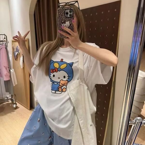 Short Sleeved Hello Kitty Prin - Street Fashion Designer 评论和价格