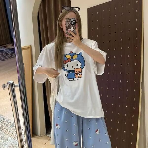 Short Sleeved Hello Kitty Prin - Street Fashion Designer 评论和价格