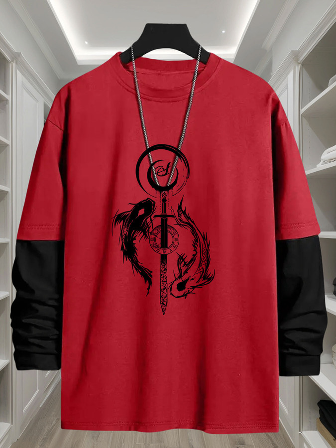 J1417 Yin-Yang Fish Print 2-in - Street Fashion Look 评论和价格