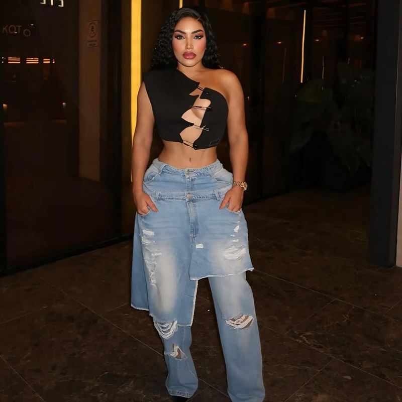 Fashion Denim Pants Women Stre - Street Fashion Fall 2025 评论和价格
