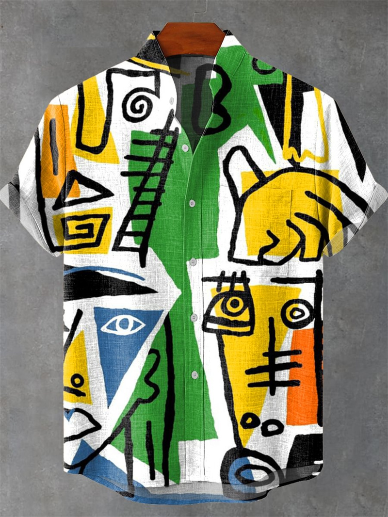 Men's Short Sleeve Shirt 3D Pr - Street Fashion Shanghai 评论和价格