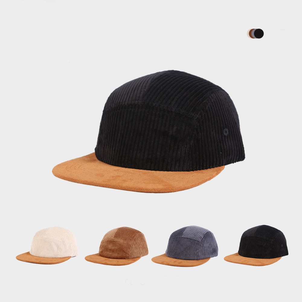 Versatile Retro Flat Brim Base - Corduroy Cap 5 Panel 评论和价格